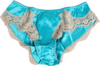 Dolce & Gabbana Blue Silk Satin Lace Trim New Slip Womens Underwear