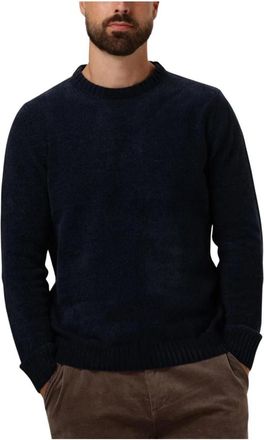 Anerkjendt Blauwe Chenille Gebreide Trui voor Mannen - Heren - Ronde hals truien - Blauw - M - Polyester - Truien & Vesten