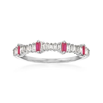 Ross-Simons Diamond and. Ruby Ring in 14kt White Gold