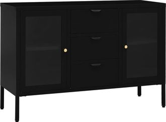 vidaXL Aparador De Acero Y Vidrio Negro 105x35x70 Cm Vidaxl