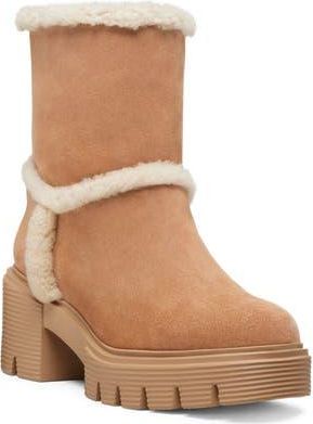 Stuart Weitzman Lennox Genuine Shearling Bootie in New Camel/Natural/Caramel at Nordstrom Rack, Size 9.5