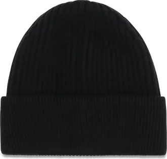 Dolce & Gabbana Mens Logo English Rib Knit Beanie Nero Hats E Hairbands