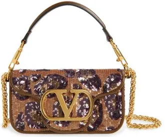 Valentino Garavani Small Loco Sequin Silk Shoulder Bag in Blue Multi at Nordstrom