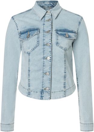 MAC Broeken Jeansjacke MAC RICH JACKET, Damen, Gr. XL, blau (bleached japan blau), Denim/Jeans, Obermaterial: 89% Baumwolle, 8% Polyester, 3% Elasthan, figurbeton