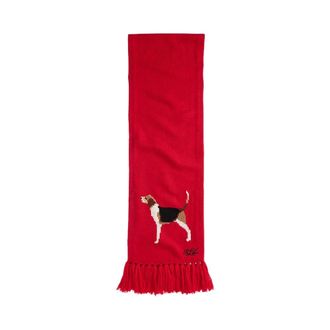 Ralph Lauren Winter Scarves, female, Red, ONE SIZE, Cotton Scarf with Intarsia Dog Motif