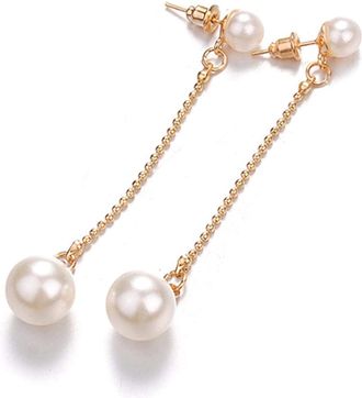 Generic Elegant Tassel Pearl Earrings, Simple Size Pearl Pendant, Long Earrings, Jewelry for Women Nice Multicoloured