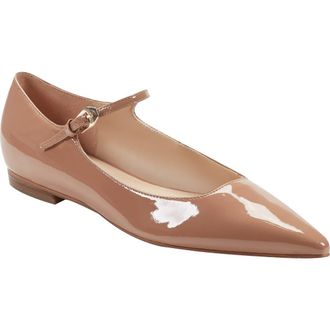 Marc Fisher Trella Mary Jane Pointed Toe Flat in Medium Brown at Nordstrom Rack, Size 5.5