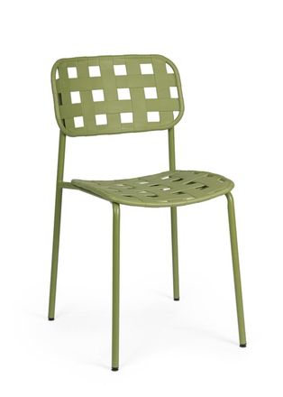 BIZZOTTO Conjunto de 4 sillas de acero con asiento verde