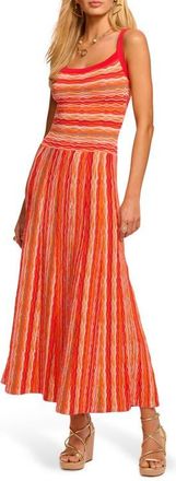 Ramy Brook Madelyne Sleeveless Cotton Blend Knit Maxi Dress in Crimson Combo Stripe at Nordstrom, Size Xx-Large