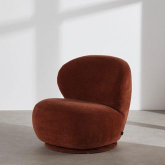Maisons du monde Sillón giratorio de terciopelo castaño