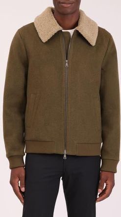 Bagatelle Felted Wool Blend Aviator Jacket in Olive at Nordstrom Rack, Size Large