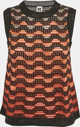 M Missoni Orange/black Knit Sleeveless Top