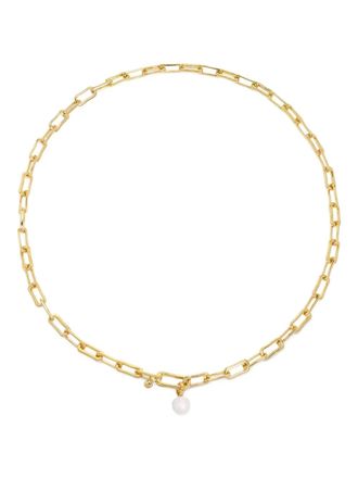 Monica Vinader mini chain pearl necklace - women - Recycled 18kt Gold Vermeil/Freshwater Pearl - One Size