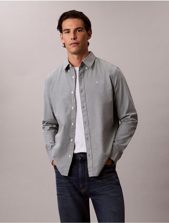 Calvin Klein Jeans Calvin Klein Mens Solid Classic Oxford Button-Down Shirt - Green - 2XL