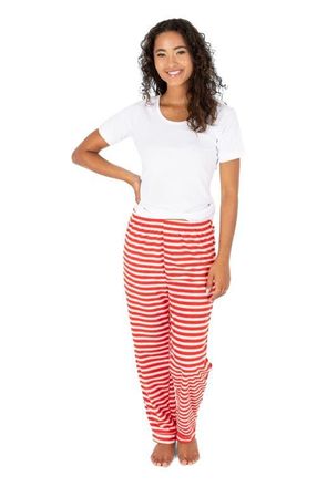Leveret Womens Fleece Printed Holiday Pajama Pants in Striped Red & White at Nordstrom, Size X-Small