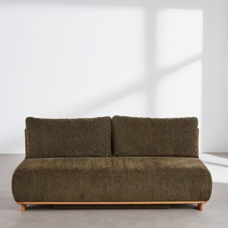 Maisons du monde Sof&aacute; cama para 2/3 personas en tejido de poli&eacute;ster reciclado color verde caqui