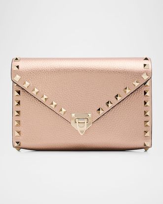 Valentino Garavani Rockstud Metallic Calfskin Leather Mini Clutch Bag