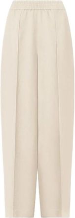 Fabiana Filippi Broek met elastische taille en zakken - Dames - Wijde Broeken - Beige - M - Broeken
