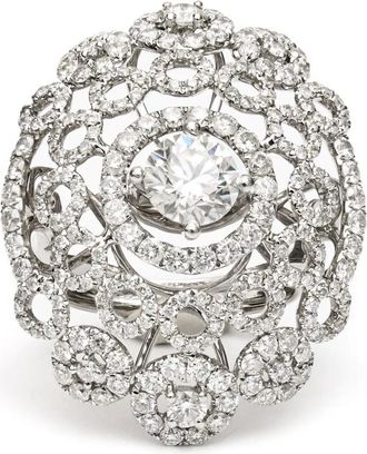 Rewind 18K white gold Ornate Cluster diamond ring - Silver