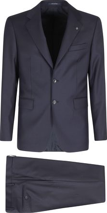 Tagliatore Blue Double-Breasted Tailored Flap Pocket Wool Suit
