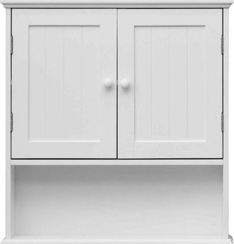 Mobili Rebecca Mobili Rebecca - Rebecca Mobili Armadietto Pensile da parete per il Bagno in Legno Bianco con 2 Ante e 1 Ripiano