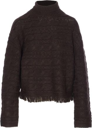 Guest In Residence cable-knit frayed sweater - Brown