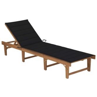 vidaXL Tumbona Plegable Con Coj&iacute;n Madera Maciza De Acacia Vidaxl