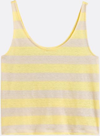 La Redoute Collections Linnen gestreepte singlet, ronde hals, brede bandjes