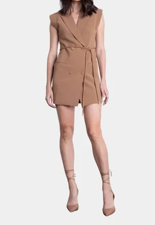 Karina Grimaldi Mila Mini Dress In Camel