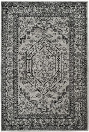 Safavieh Alfombra medall&oacute;n de polipropileno plata/negro, 183 x 274 cm