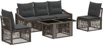 vidaXL Conjunto De Sof&aacute;s De Jard&iacute;n 6 Uds. Gris Y Gris Oscuro Vidaxl