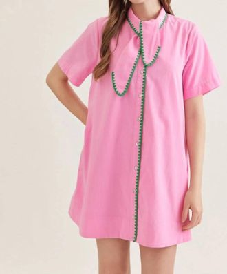 Entro Rosie Scarf Neck Mini Dress In Bubblegum Pink