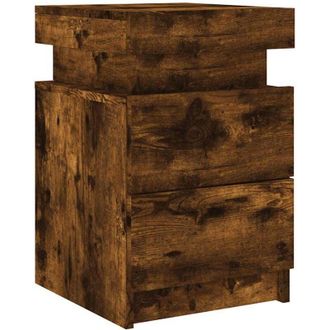 vidaXL Mesita de noche con luces LED roble ahumado 35x39x55 cm vidaXL