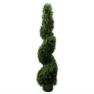 Leaf Outdoor Artificial Topiary Tree 120cm Sprial Buxus UV Resistant Botanik in Green