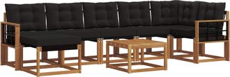 vidaXL Conjunto De Sof&aacute;s De Exterior 8 Uds. Natural Y Negro Vidaxl