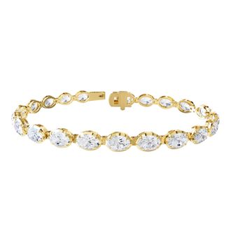 Diamond2Deal 14k Yellow Gold 11 Carat Oval Cut Lab Grown Diamond fancy Tennis Bracelet 7