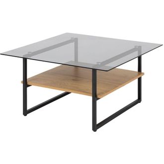 Selsey Hideko - Tavolino bicchiere - con una mensola - nero / rovere - industriale - Selsey