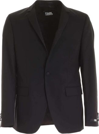 Karl Lagerfeld Lam&eacute; Detail Jas - Heren - Blazers - Zwart - M - Wol - Jassen