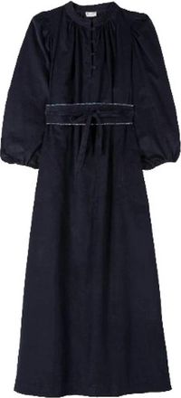 APOF Vintage Paisley Midi Jurk - Dames - Maxi kleedjes - Blauw - S - Katoen - Kleedjes