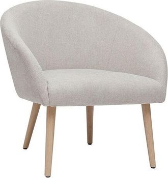Miliboo Miliboo - Sillón tejido efecto aterciopelado texturizado beige con patas de madera clara olivia