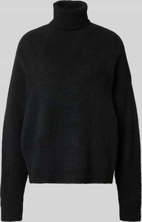 Rich & Royal Rollkragenpullover in Melange-Optik in Black, Größe XS