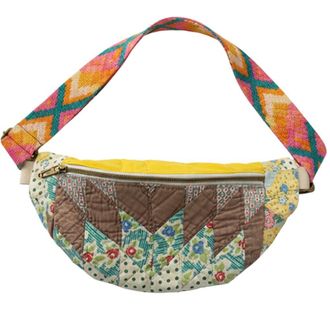 Generic Vintage-Inspired Patchwork Quilted Sling Bag,Bohemian Fabric Shoulder Satchel with Adjustable Strap (Style C)