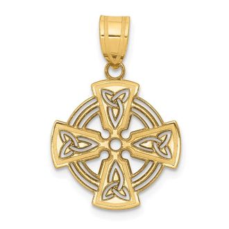 Diamond2Deal 14k Yellow Gold Laser-Cut Celtic Cross Charm Pendant