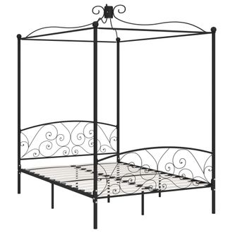 vidaXL Estructura De Cama Con Dosel Metal Negro 140x200 Cm Vidaxl