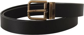 Dolce & Gabbana Leren Riem Antieke Gesp - Heren - Riemen - Zwart - ONE Size - Leer - Accessoires