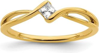 Diamond2Deal 14k Yellow Gold Lab Grown Diamond Engagement Ring 1/10Ct Clarity- VS Color- G-H