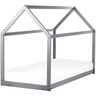 Beliani Letto a casetta per bambini in legno di pino ue misura singola 90 x 200 cm con telaio a doghe Grigio Tosse