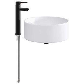 vidaXL Lavabo De Ba&ntilde;o Con Grifo Y Desag&uuml;e Negro Mate Vidaxl