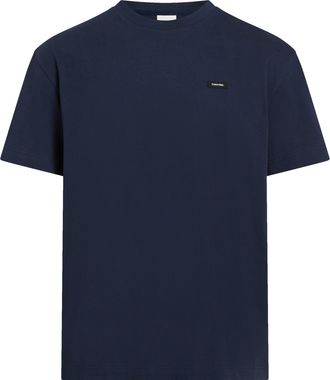 Calvin Klein T-Shirt CALVIN KLEIN COTTON COMFORT FIT T-SHIRT, Herren, Gr. L, blau (schwarz sapphire), Single Jersey, Obermaterial: 100% Baumwolle, comfort fit, Run