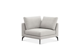 Castlery Lena Corner Sofa Customized, Performance Fleece, Medium Grey, Matte Black Legs, Spill Resistant, Removable Covers for Castlery